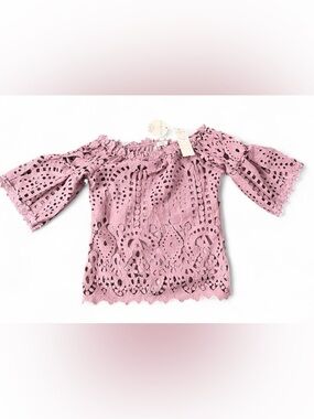 La Reyna Elegant Pink Lace Off-Shoulder Top NWTNW